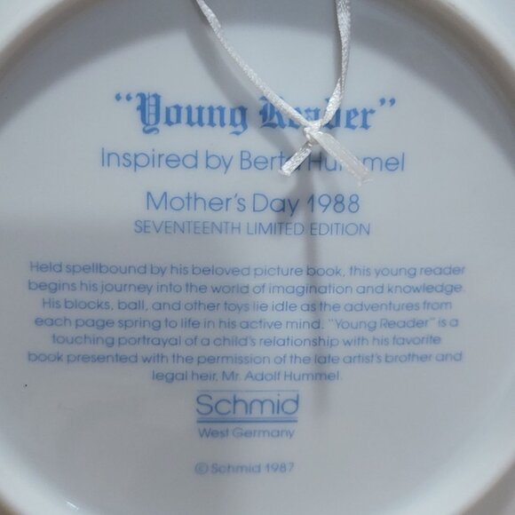 Schmid Hummel Mothers Day 1988 Young Reader Decorative Wall Hanging Plate - Picture 7 of 11
